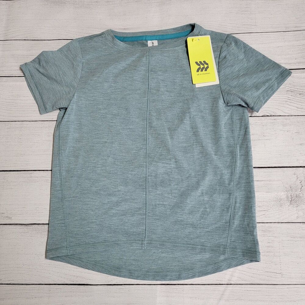 All in Motion Effortless Comfort Active T-Shirt Vibrant Blue Girls Size XS (4/5)